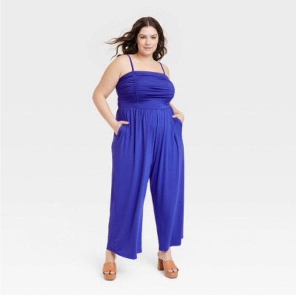 Ava & Viv Jumpsuit with adjustable straps. Gorgeous royal blue color, size 2x - Picture 2 of 5